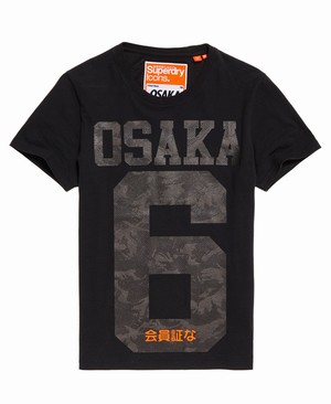 Superdry Osaka Camo Férfi Pólók Fekete | QECOT9178